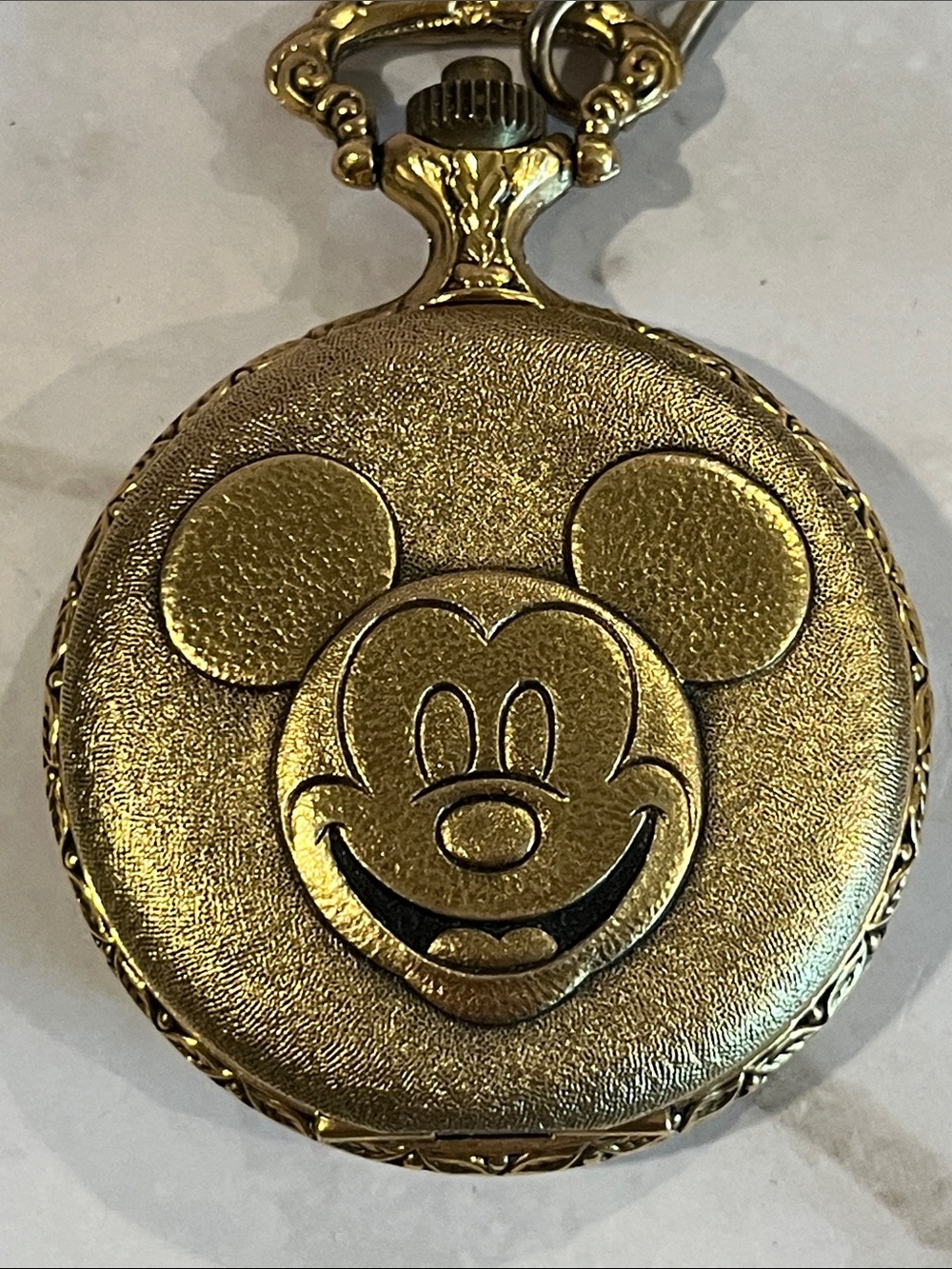 MICKEY MOUSE POCKET WATCH DISNEY MAJESTI SWISS MOVEMENT SKELETON GOLD-TONE NIB - Picture 11 of 17